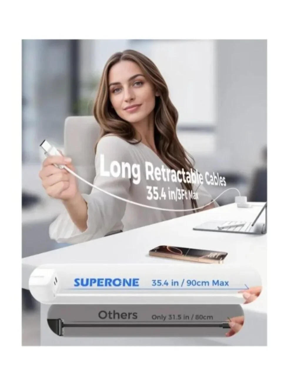 SUPERONE 4-In-1 Retractable Wall Charger Dual USB-C Cables 78W Fast Charging